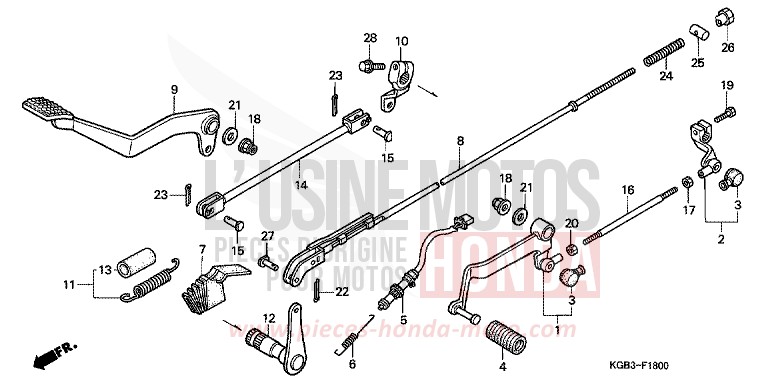PEDAL for Shadow VT125C FUTURE GRAY METALLIC (NH398) from 1999